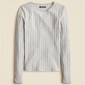 J. Crew grey pointelle long sleeve tee-shirt